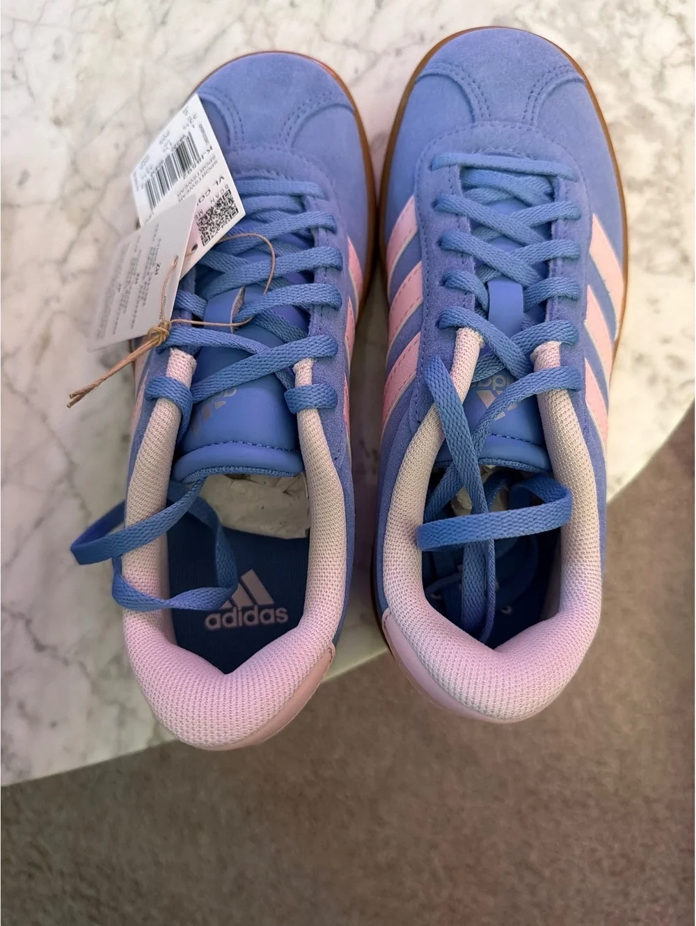 Adidas VL Court 3.0 K Kids Blue Pink Sneakers Size 2 NIB Back to school sneakers